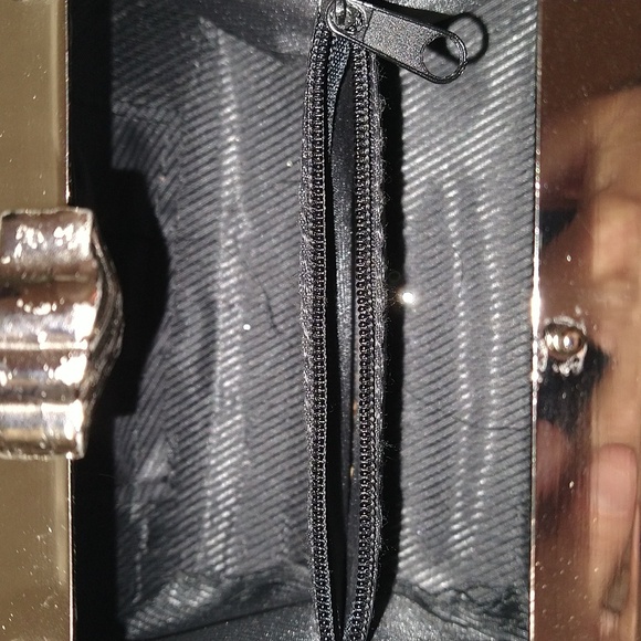 Wedding/Prom Clutch Bag with Corded White Lace, Rhinestones & Iridescent Sequins - Picture 8 of 8